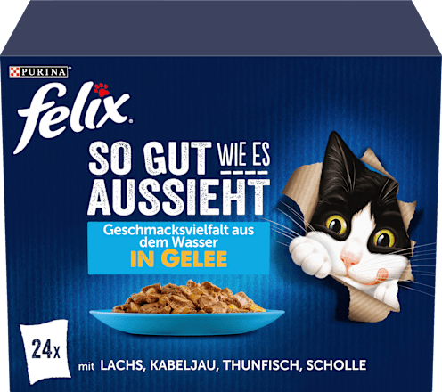 Nassfutter Katze, Geschmacksvielfalt aus dem Wasser in Gelee, Multipack (24x85g), 2,04 kg