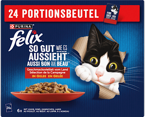 Nassfutter Katze, Geschmacksvielfalt vom Land in Gelee,Multipack (24x85 g), 2.040 g