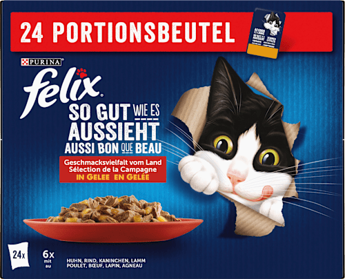 Nassfutter Katze, Geschmacksvielfalt vom Land in Gelee,Multipack (24x85 g), 2.040 g