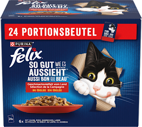 Nassfutter Katze, Geschmacksvielfalt vom Land in Gelee,Multipack (24x85 g), 2.040 g