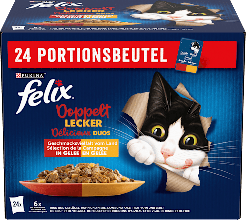 Nassfutter Katze, Geschmacksvielfalt vom Land in Gelee, Multipack (24x85 g), 2,04 kg