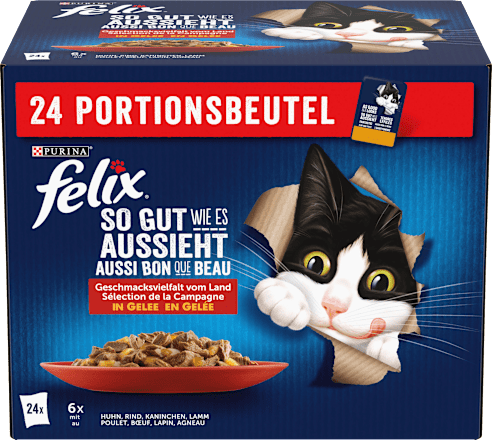 Nassfutter Katze, Geschmacksvielfalt vom Land in Gelee,Multipack (24x85 g), 2.040 g