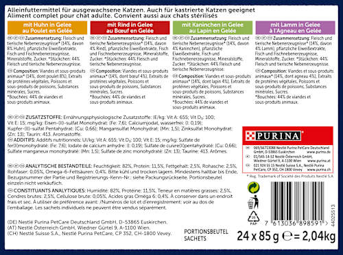 Nassfutter Katze, Geschmacksvielfalt vom Land in Gelee,Multipack (24x85 g), 2.040 g