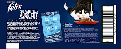 Nat kattenvoer, diverse smaken van het land met rundvlees, kip, eend en lam in gelei, multipack (44 x 85 g), 3,74 kg