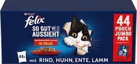Nat kattenvoer, diverse smaken van het land met rundvlees, kip, eend en lam in gelei, multipack (44 x 85 g), 3,74 kg
