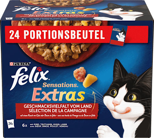Nassfutter Katze Geschmacksvielfalt vom Land, Sensations Extras Multipack (24x85 g), 2,04 kg