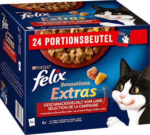 Nassfutter Katze Geschmacksvielfalt vom Land, Sensations Extras Multipack (24x85 g), 2,04 kg