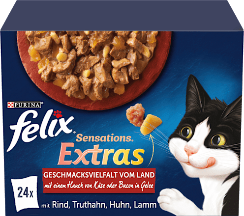 Nassfutter Katze Geschmacksvielfalt vom Land, Sensations Extras Multipack (24x85 g), 2,04 kg
