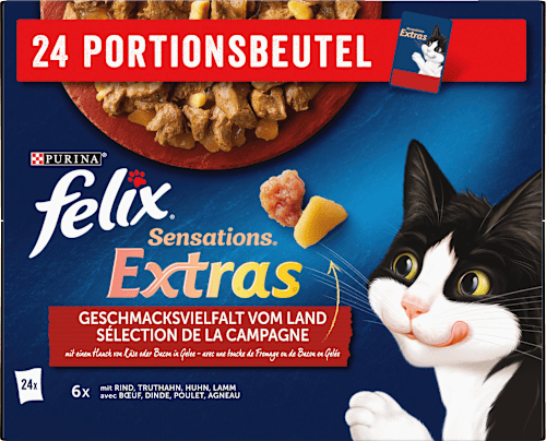 Nassfutter Katze Geschmacksvielfalt vom Land, Sensations Extras Multipack (24x85 g), 2,04 kg
