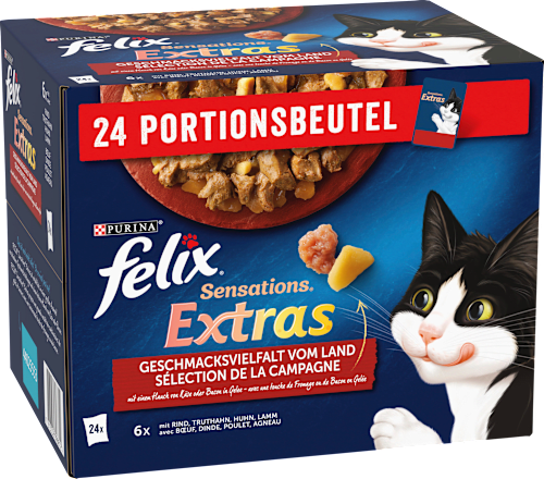 Nassfutter Katze Geschmacksvielfalt vom Land, Sensations Extras Multipack (24x85 g), 2,04 kg