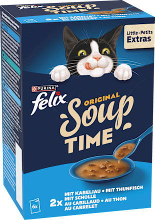 Nassfutter Katze mit Kabeljau, Thunfisch, Scholle, Original Soup Time, Multipack (6x48g), 288 g