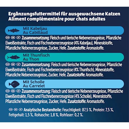 Nassfutter Katze mit Kabeljau, Thunfisch, Scholle, Original Soup Time, Multipack (6x48g), 288 g