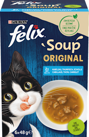 Nat kattenvoer met kabeljauw, tonijn, schol, Soup Original, Multipack (6x48g), 288 g