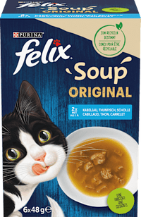 Nat kattenvoer met kabeljauw, tonijn, schol, Soup Original, Multipack (6x48g), 288 g