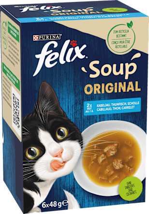 Nat kattenvoer met kabeljauw, tonijn, schol, Soup Original, Multipack (6x48g), 288 g