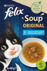 Nat kattenvoer met kabeljauw, tonijn, schol, Soup Original, Multipack (6x48g), 288 g