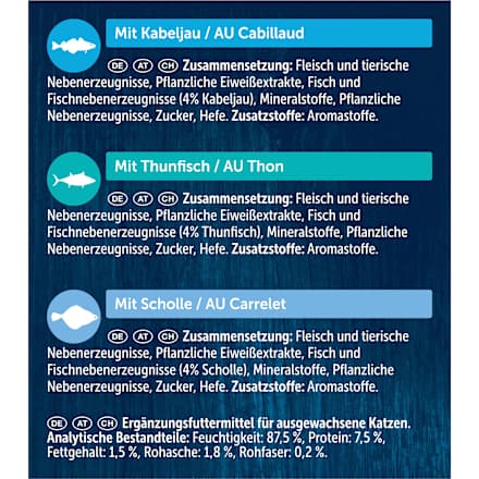 Nat kattenvoer met kabeljauw, tonijn, schol, Soup Original, Multipack (6x48g), 288 g