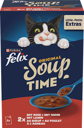 Nassfutter Katze mit Rind, Huhn & Lamm, Original Soup Time Multipack (6x48 g), 288 g