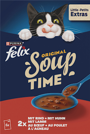 Nassfutter Katze mit Rind, Huhn & Lamm, Original Soup Time Multipack (6x48 g), 288 g