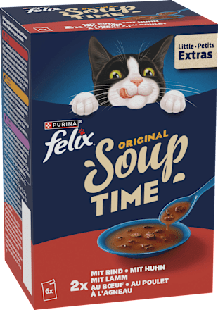 Nassfutter Katze mit Rind, Huhn & Lamm, Original Soup Time Multipack (6x48 g), 288 g
