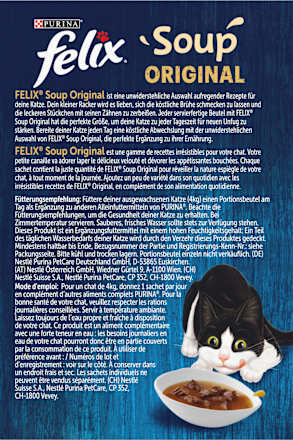 Nassfutter Katze mit Rind, Huhn & Lamm, Soup Original Multipack (6x48 g), 288 g Felix
