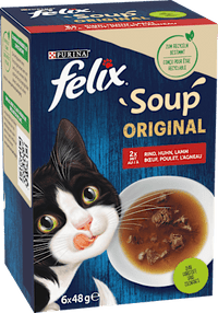 Nassfutter Katze mit Rind, Huhn & Lamm, Soup Original Multipack (6x48 g), 288 g Felix