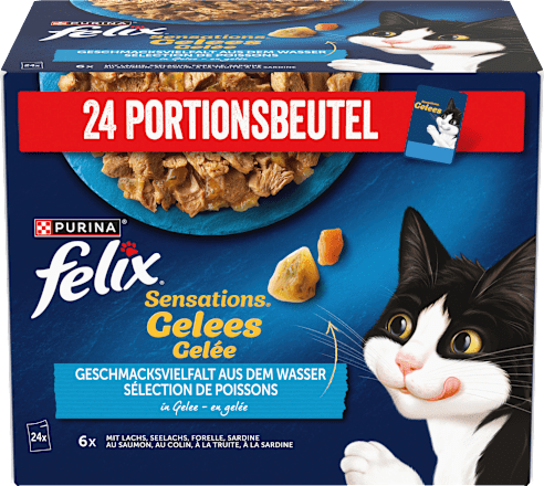 Natvoer voor katten, Sensations Gelée - Smaakvariatie uit water, Multipack (24 x 85 g), 2,04 kg