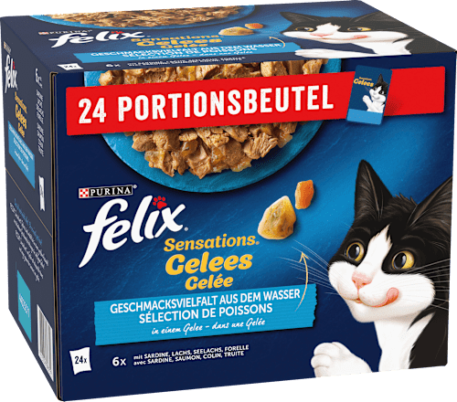 Nassfutter Katze, Sensations Gelée - Geschmacksvielfalt aus dem Wasser, Multipack (24x85  g), 2,04 kg