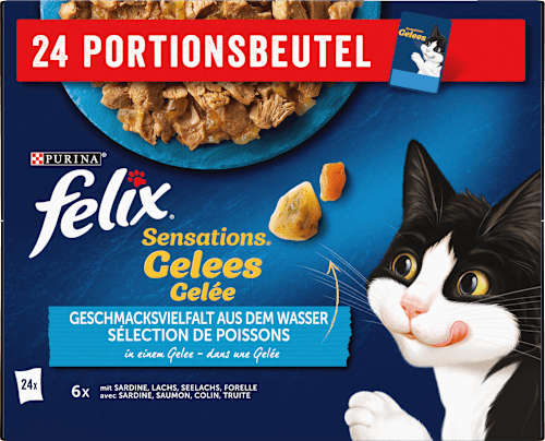 Nassfutter Katze, Sensations Gelée - Geschmacksvielfalt aus dem Wasser, Multipack (24x85  g), 2,04 kg