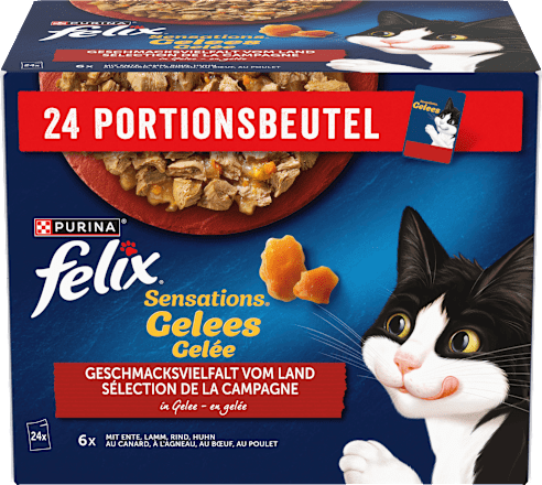 Nassfutter Katze, Sensations Gelée - Geschmacksvielfalt vom Land, Multipack (24x85 g), 2,04 kg