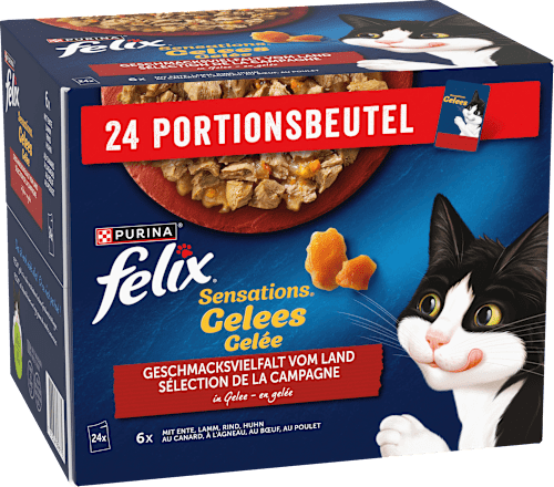 Nassfutter Katze, Sensations Gelée - Geschmacksvielfalt vom Land, Multipack (24x85 g), 2,04 kg