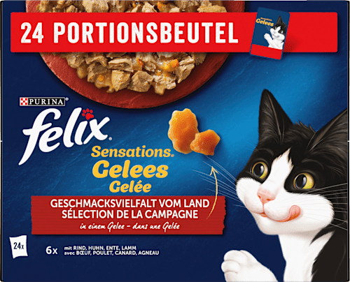 Nassfutter Katze, Sensations Gelée - Geschmacksvielfalt vom Land, Multipack (24x85 g), 2,04 kg