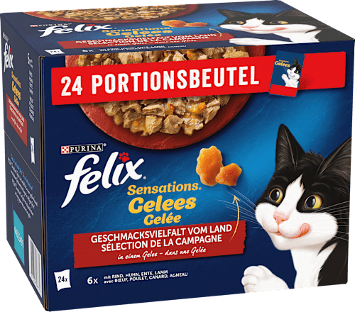 Nassfutter Katze, Sensations Gelée - Geschmacksvielfalt vom Land, Multipack (24x85 g), 2,04 kg
