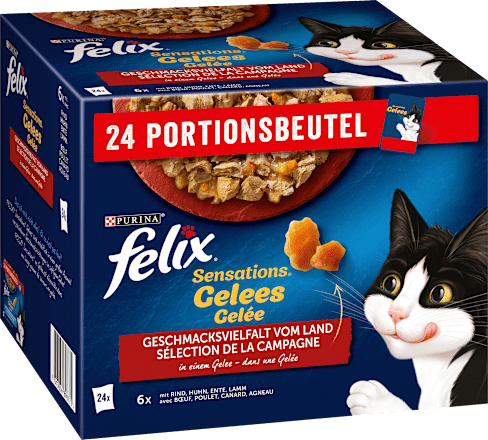 Nassfutter Katze, Sensations Gelée - Geschmacksvielfalt vom Land, Multipack (24x85 g), 2,04 kg