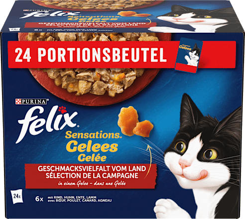Nassfutter Katze, Sensations Gelée - Geschmacksvielfalt vom Land, Multipack (24x85 g), 2,04 kg