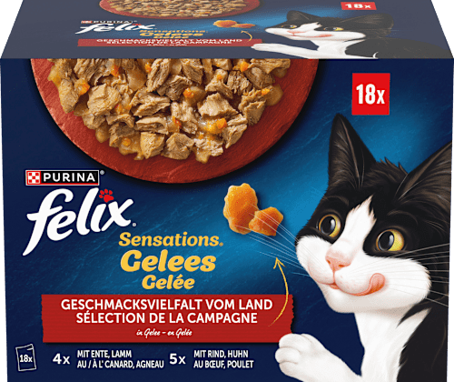 Nassfutter Katze Sensations Gelees Geschmacksvielfalt vom Land Multipack (18x85 g), 1,53 kg