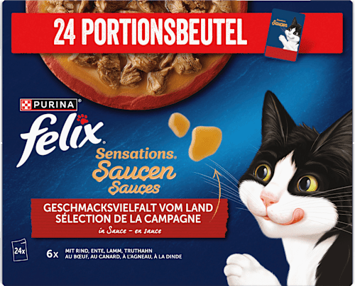 Nassfutter Katze, Sensations Saucen - Geschmacksvielfalt vom Land, Multipack (24x85  g), 2,04 kg