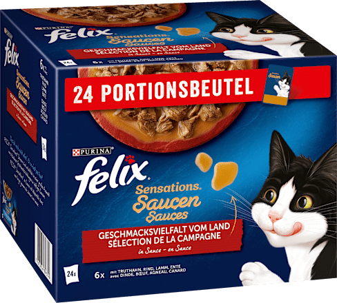 Nat kattenvoer, Sensations Sauces - Country Flavor Variety, Multipack (24x85 g), 2,04 kg