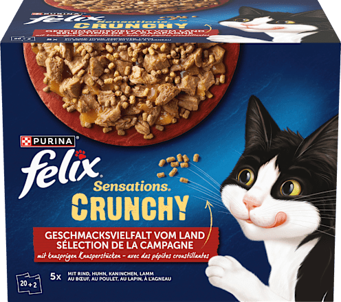 Nat kattenvoer, Crunchy Country Flavor Variety, Multipack (20x85g + 2x40g), 1,78 kg