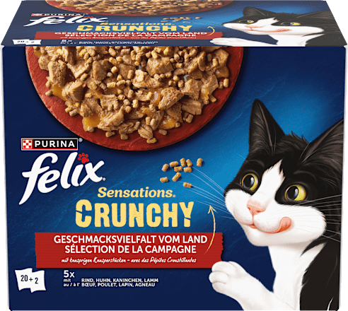 Nat kattenvoer, Crunchy Country Flavor Variety, Multipack (20x85g + 2x40g), 1,78 kg