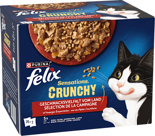 Nassfutter Katzen, Crunchy Geschmacksvielfalt vom Land, Multipack (20x85g + 2x40g), 1,78 kg