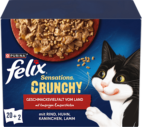 Nassfutter Katzen, Crunchy Geschmacksvielfalt vom Land, Multipack (20x85g + 2x40g), 1,78 kg