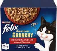 Nassfutter Katzen, Crunchy Geschmacksvielfalt vom Land, Multipack (20x85g + 2x40g), 1,78 kg