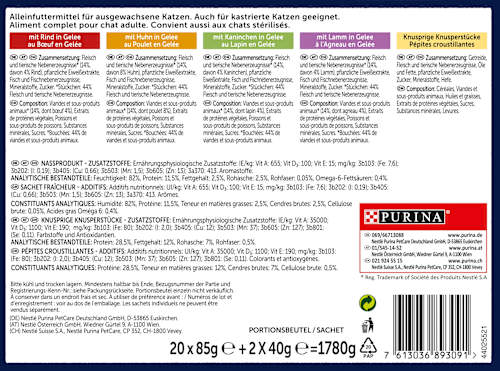 Nassfutter Katzen, Crunchy Geschmacksvielfalt vom Land, Multipack (20x85g + 2x40g), 1,78 kg