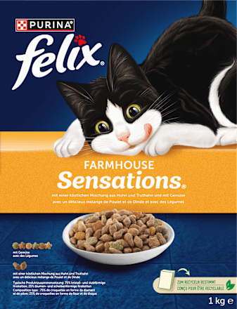 Trockenfutter Katze mit Huhn, Truthahn & Gemüse, Farmhouse Sensations, 1 kg Felix