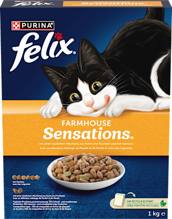 Trockenfutter Katze mit Huhn, Truthahn & Gemüse, Farmhouse Sensations, 1 kg Felix