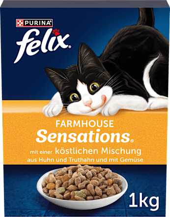 Trockenfutter Katze mit Huhn, Truthahn & Gemüse, Farmhouse Sensations, 1 kg Felix