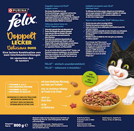 Trockenfutter Katze mit Huhn & Truthahn - doppelt lecker delicieux duos, 800 g