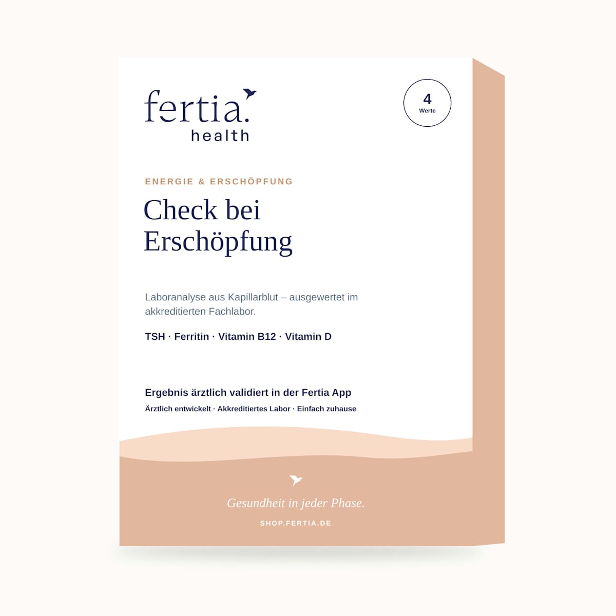 fertia health Check en cas d’épuisement – test sanguin avec analyse en laboratoire à domicile, 1 unité