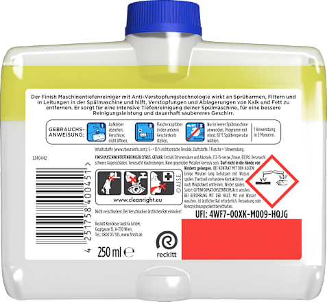 Vaatwasreiniger dieptereiniger citroen, 250 ml